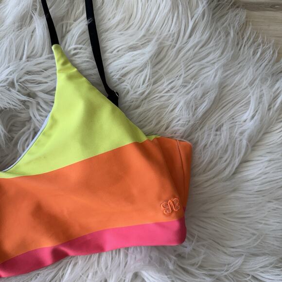 Womens Albion Neon Colorblock Triangle Padded Swim Suit Top Medium - Picture 5 of 5